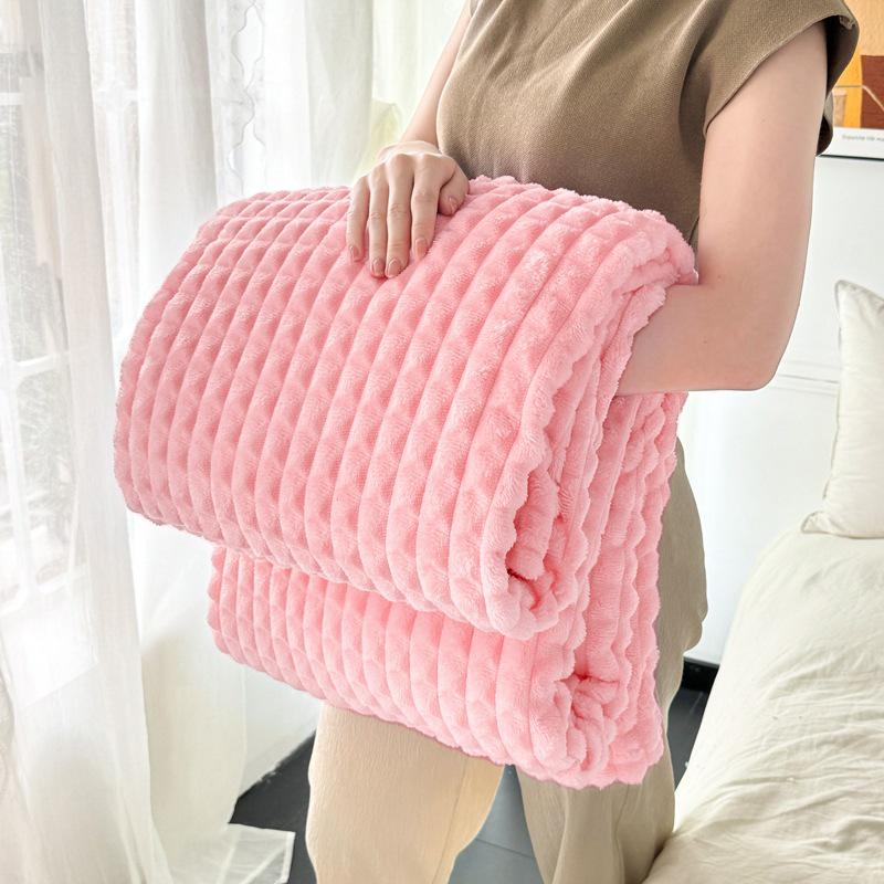 Autumn Winter Warm Striped Plaid Flannel Fleece Throw Blanket