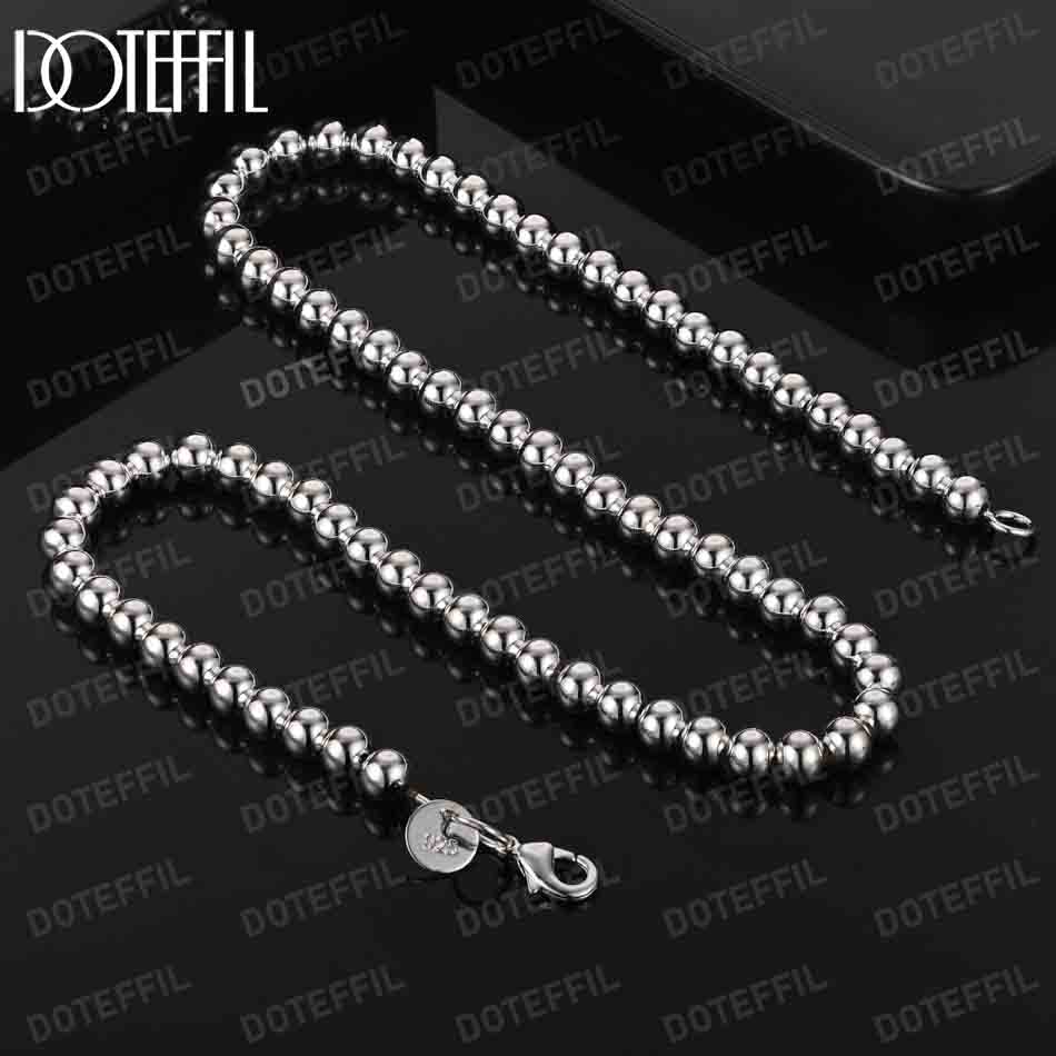 925 Sterling Silver 6mm Smooth Bead Ball Chain Necklace Fashionable Wedding Jewelry