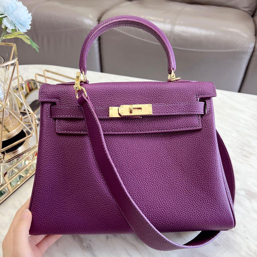 New Style Real Leather Warm Bag High-end Texture Togo Top Layer Cowhide Wide Strap With Single Strap Decoration Women's Bag Handbag