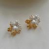 PONYKISS  Sterling Silver 18K Gold Flower Stud Earrings for Women Cute Plant Fine  Minimalist Light Luxury Accessories