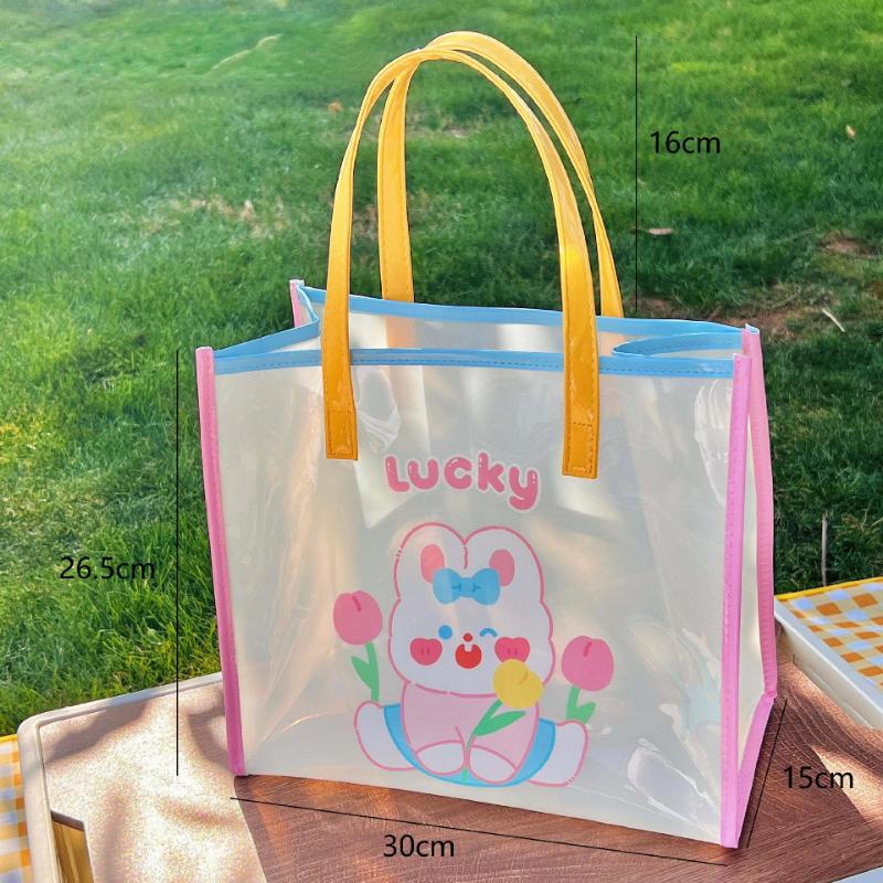 Ins Summer Girls Jelly Bag Cartoon Bear Transparent Shoulder Bag Waterproof Beach Bag Student Travel Handbag