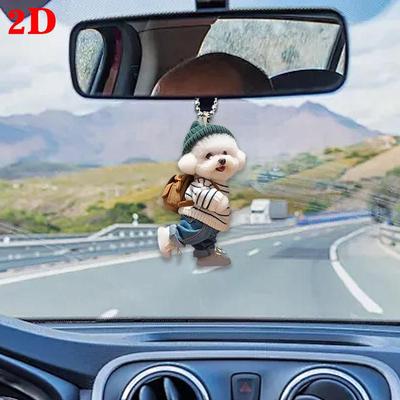 Creative Puppy Car Rearview Mirror Pendant Car Hanging Ornaments Car Decoration Accessories Gifts For Women Men