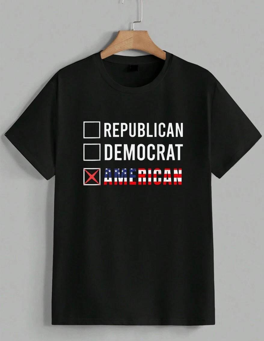 Republican Democrat American T-Shirt Political USA Flag Graphic Tee Unisex XL