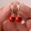 High Quality Elegant Red Drop Glaze Love Heart 925 Silver Needle Ladies Tassel Stud Earrings Jewelry Anti Allergy
