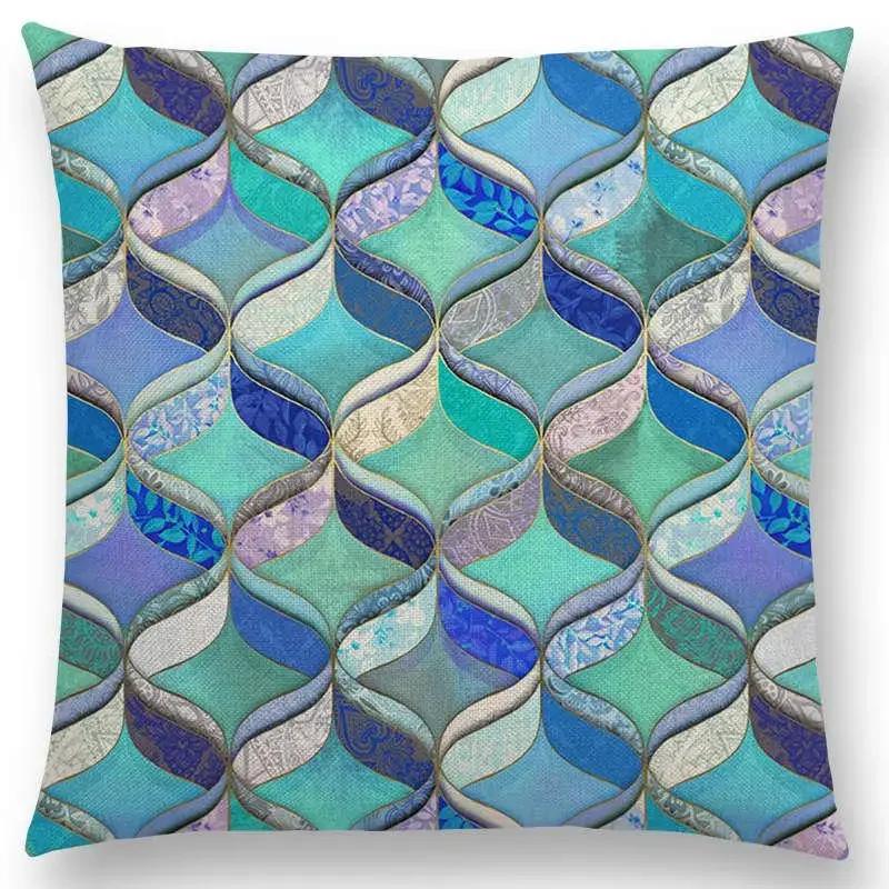 New Abstract Iridescent Stripes Bubbles Pastel Rainbow Geometric Painting Watercolor Sofa Throw Pillow Case Car Cushion Cover