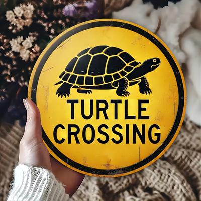 2D Wooden Disc Vintage Turtle Cross Theme Sign 8 Inch Design Decorative Art Durable Wall Plaque Bedroom Office Coffee Shop