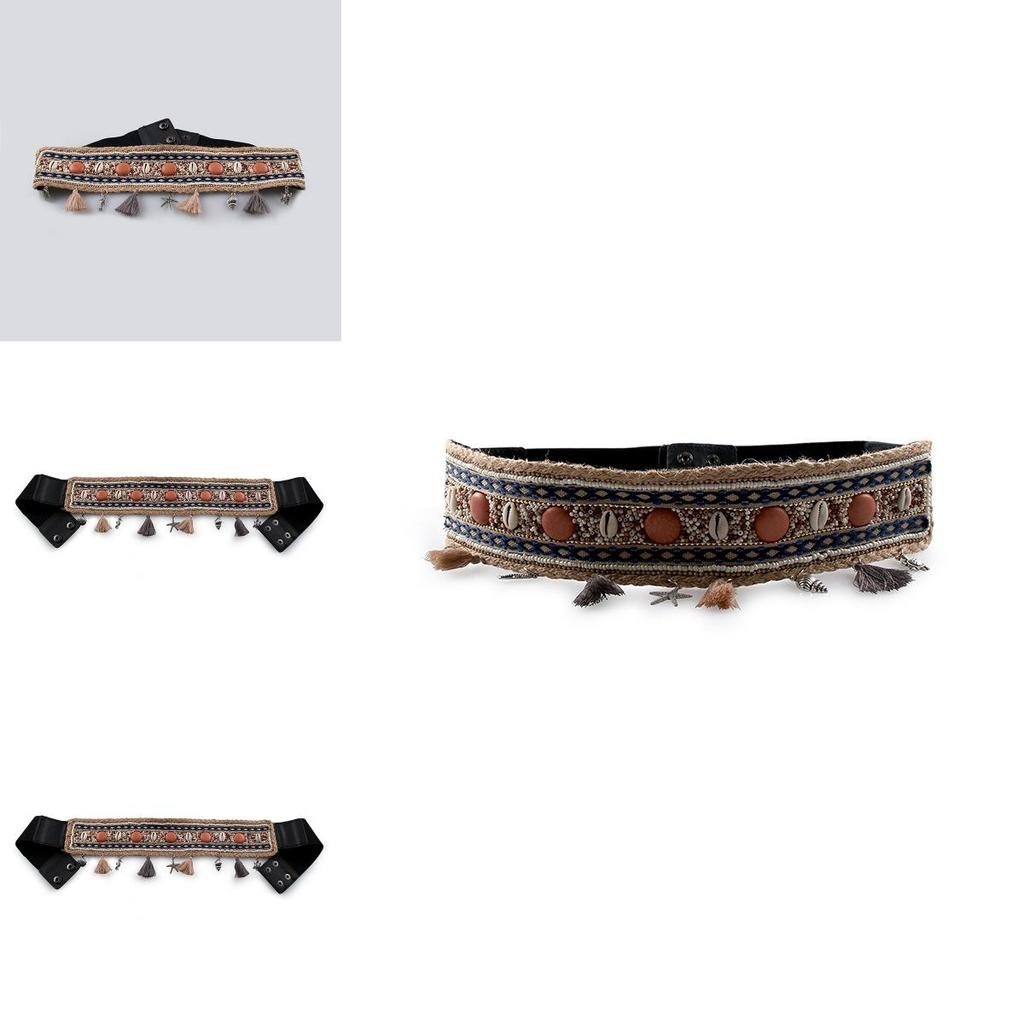 Summer Womens Belt With Faux Leather Material And Embroidery Design