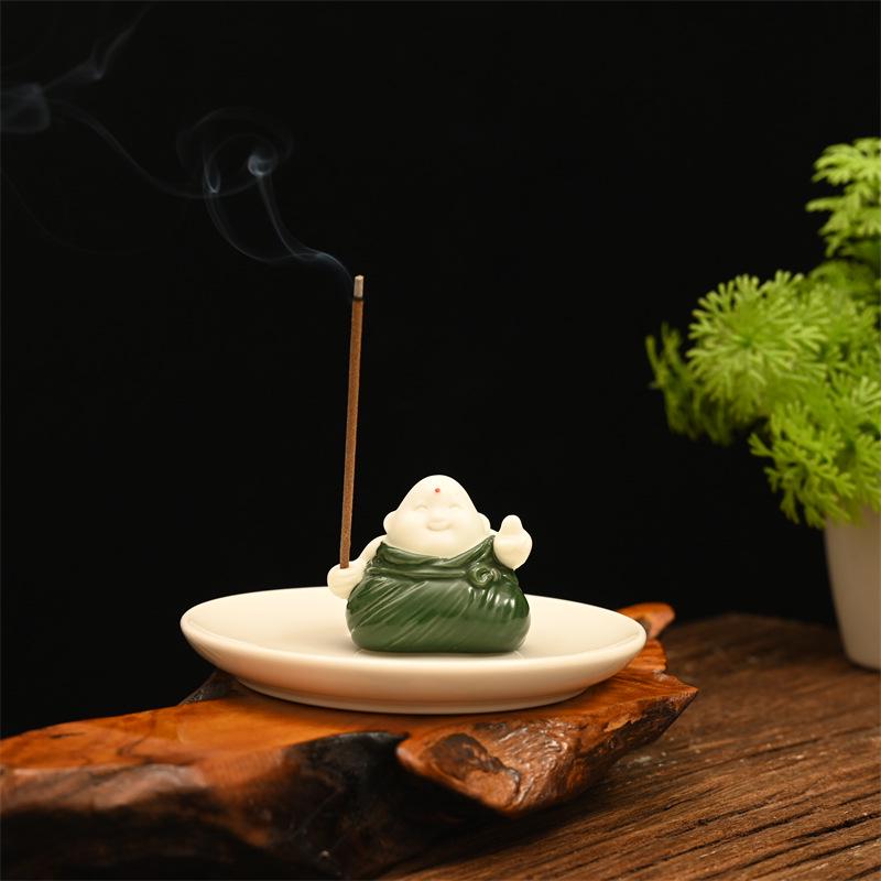 Cute Zongzi Ceramic Incense Burner: Dragon Boat Festival Gift & Sandalwood Holder Ornament