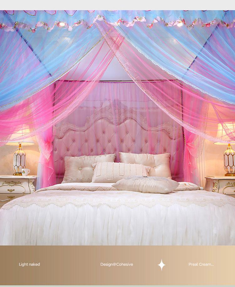 Three-Door Princess Style Thickened Mosquito Net for Single/Double Bed