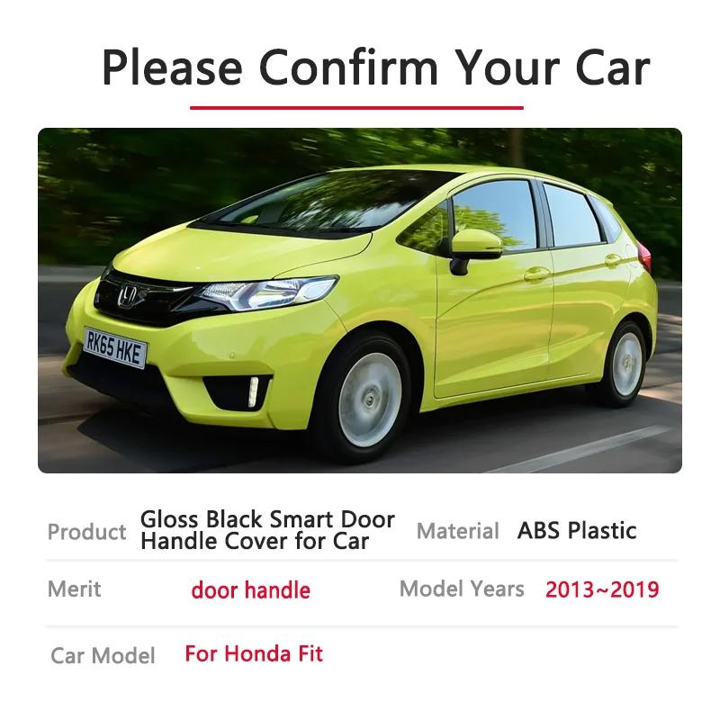 For Honda Fit Jazz MK3 GK GH GP 2013~2019 2018 Gloss Black Smart Door Handle Cover Sticker Trim Car Protective Film Accessories