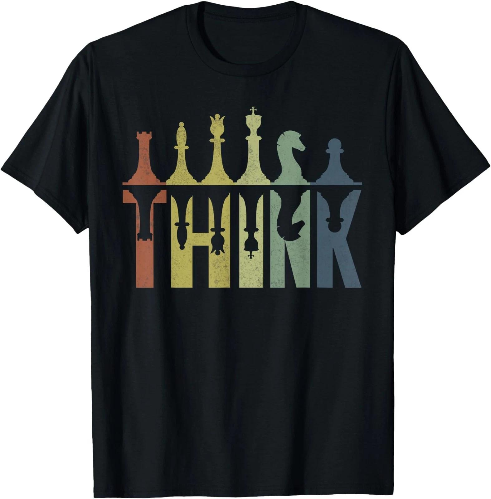 Think Retro Vintage Chess Pieces Player Gifts Chess Coach T-Shirt Small M