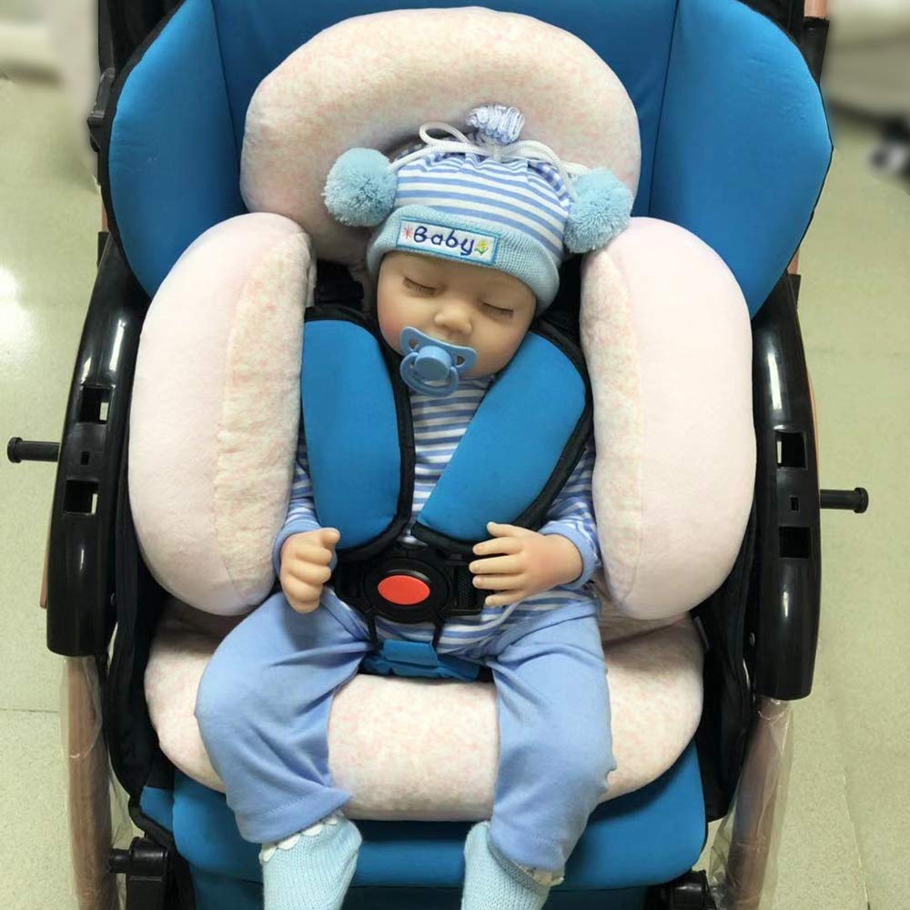 Baby Stroller Cushion, Soft Baby Stroller Liner Pram Head and Body Support Cushion Washable Baby Stroller Padding Head Support Pillow for Newborn