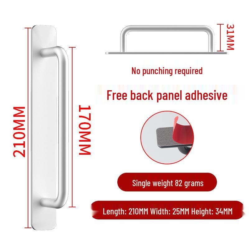 Aluminum Alloy No-Drill Door Handle for Glass, Window, Balcony, Sliding, and Cabinet Doors
