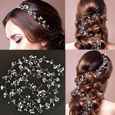 Elegant Bridal Pearls Headpiece Delicate Wedding Hair Vine Party Headwear Hairpiece for Brides and Bridesmaids