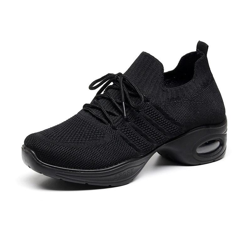 Spring Women's Versatile Flyknit Cloth Shoes, Breathable Non-Slip Soft Sole Dance & Casual Shoes