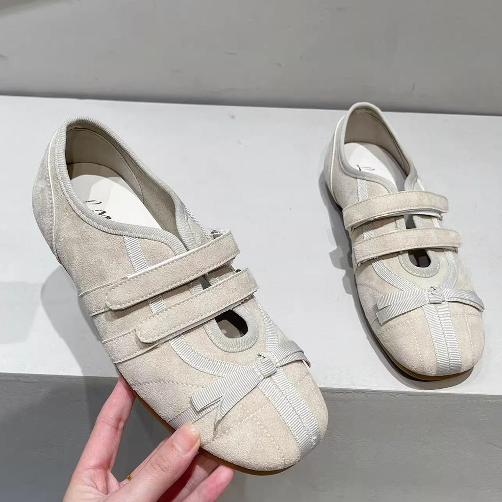 Bow yellow German training shoes women's 2025 new inner height increase dopamine foreign style niche design sense Forrest Gump tide shoes