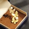 Light luxury, high-end sense, three butterflies, gold brushed craft brooch, slightly inlaid with zircon, freshwater pearl, insect pin, female.