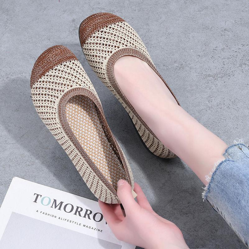 

Летняя мода Старая Пекинская ткань Туфли Плоская подошва Женские туфли Мягкая подошва Дышащая 36