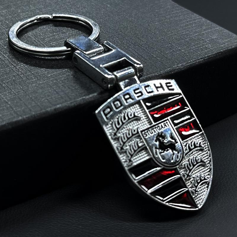 Portachiavi Emblema Auto Fibbia a H Portachiavi Double-sided Per Porsche Cayenne Panamera Macan 911 718 Taycan Boxster Cayman 918 Pajun