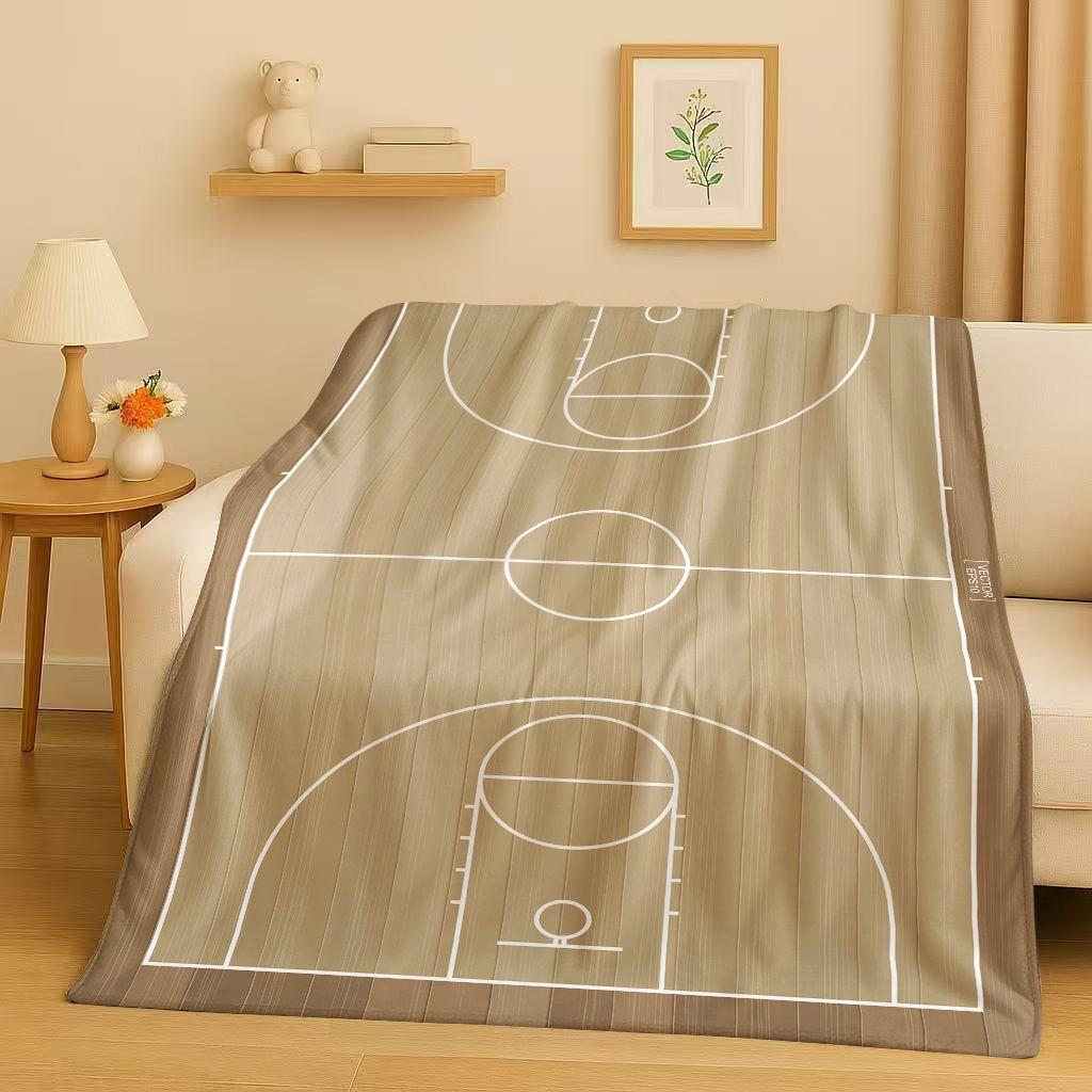 2026 New Basketball Court Art Flannel Blanket,Ultra Soft Warm Plush Throw for Home Bedroom Bed Sofa Cover Travel Camping Gift