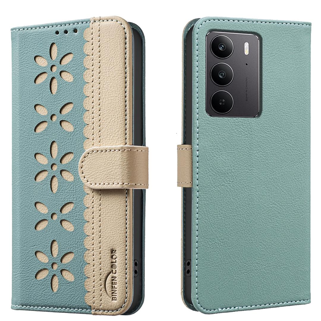 

Для Realme C75 4G Шкіряний чохол BINFEN COLOR BF36 Чохол для телефону з квітковим візерунком Гаманець-підставка з RFID-блокуванням C