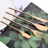 4pcs Gold Dinnerware Set Stainless Steel Cutlery Sets Mirror Flatware Silverware Knife Fork Spoons Set Party Kitchen Home Tableware