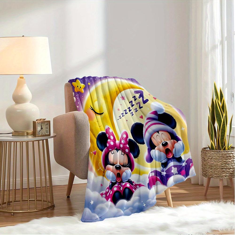 1pc Flannel Minnie Mouse and Mickey Mouse Bedtime Cloud Pattern Bedding Throw Blanket Sofa Cover Gift Home