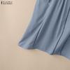 ZANZEA Women Casual Round Neck Solid Color Summer Short Sleeve Blouse
