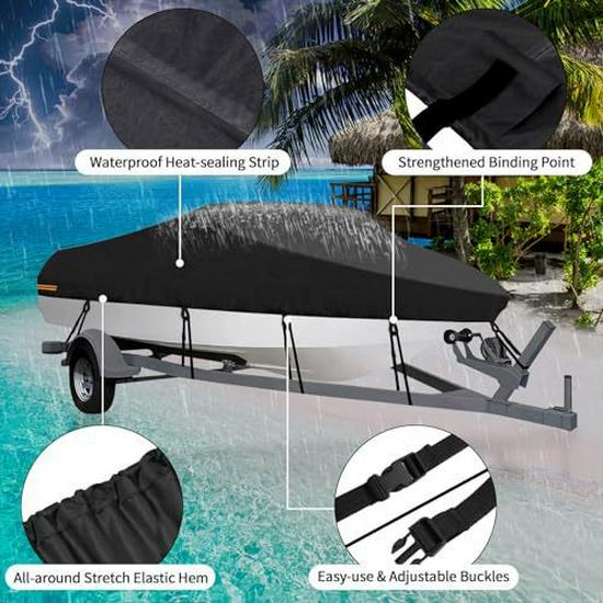 V-Shaped Yacht Dust and Rain Cover, Outdoor Hull Protection, Polyester Taffeta 190T