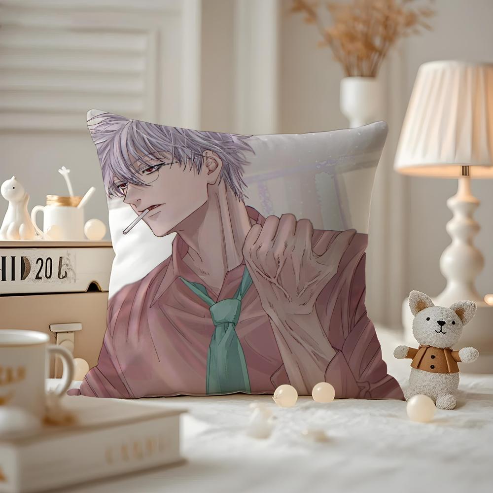 Husa de Pernă Anime Gintama Husa de Pernă Anti-acarieni Fermoar Invizibil Pluș Scurt Mătăsos Husa de Pernă pentru Canapea