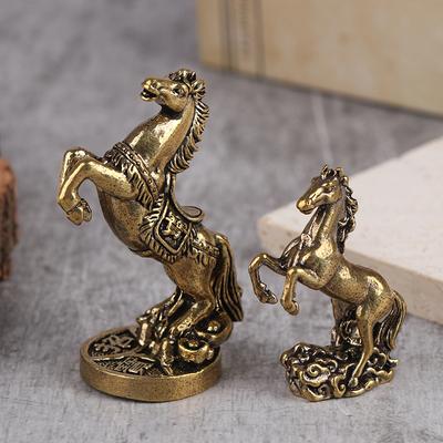 1 Pc Bronze Horse Desktop Decoration Living Room Tea Table Sculpture Metal Craft Home Decorations Chinese Zodiac Horse Statue