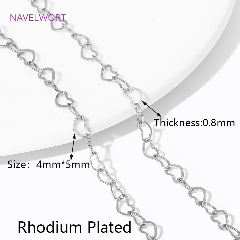 

14K/18K Gold Plated Heart Shape Link Chains Brass Metal Bulk Chains For Making Bracelet Necklace,DIY Jewelry Making Accessories 1 meter