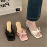 2025 New Women's Lightweight High-heeled Flip Flops, Women's Clip On Strap Bow Slippers, Women's Open Toed Beach Sandals