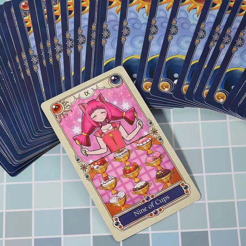 Japanese Anime Tarot 78 Pcs Cute Tarot Cards Cartoon Illustrations Packed In Rigid Box with Guidebook for Beginners 12*7cm
