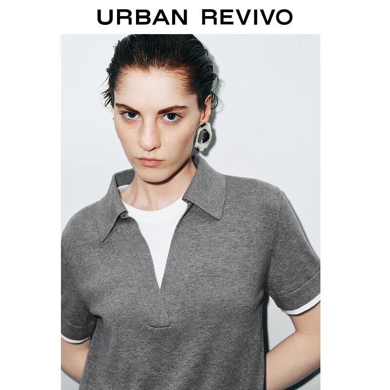 

UR Женский трикотажный топ с коротким рукавом в стиле академии, имитирующий двойку S