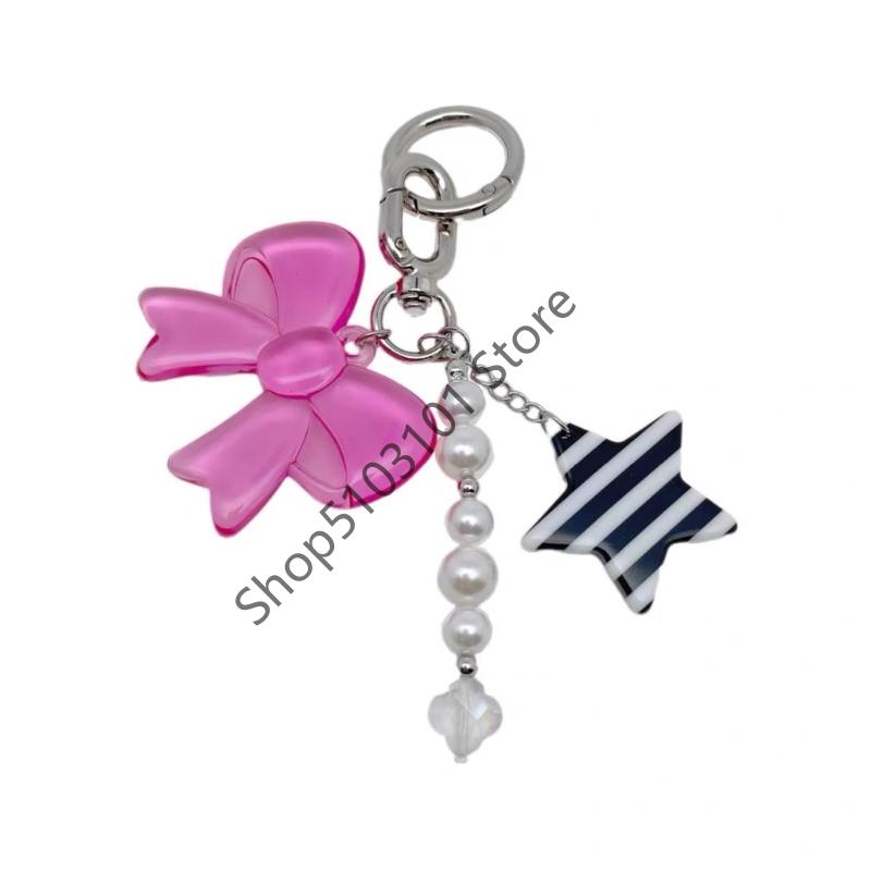 

X6HE Elegant Bowknot Charm Keychain For Bags Acrylic Alloy Bag Hanging Accessory рожевий червоний колір