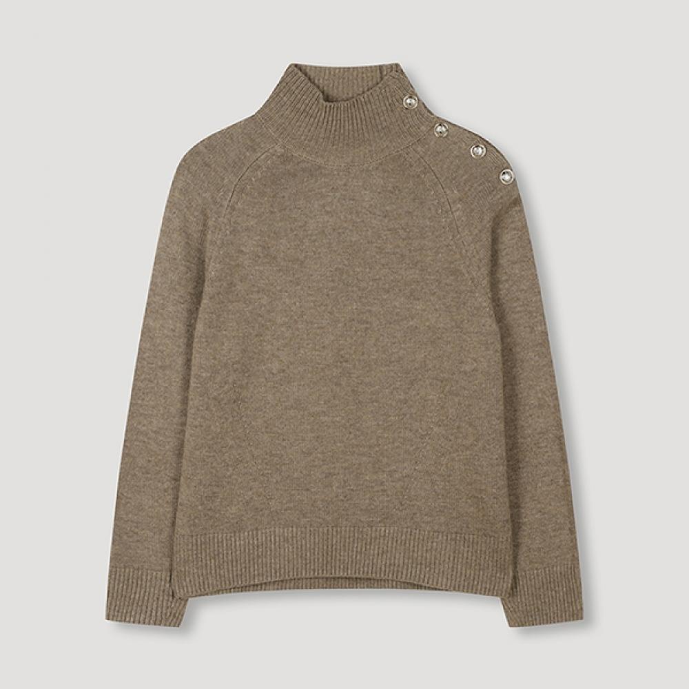 

[She S miSS] High Neck Button Knit Top SSkpon41060 Mb melange brown/55