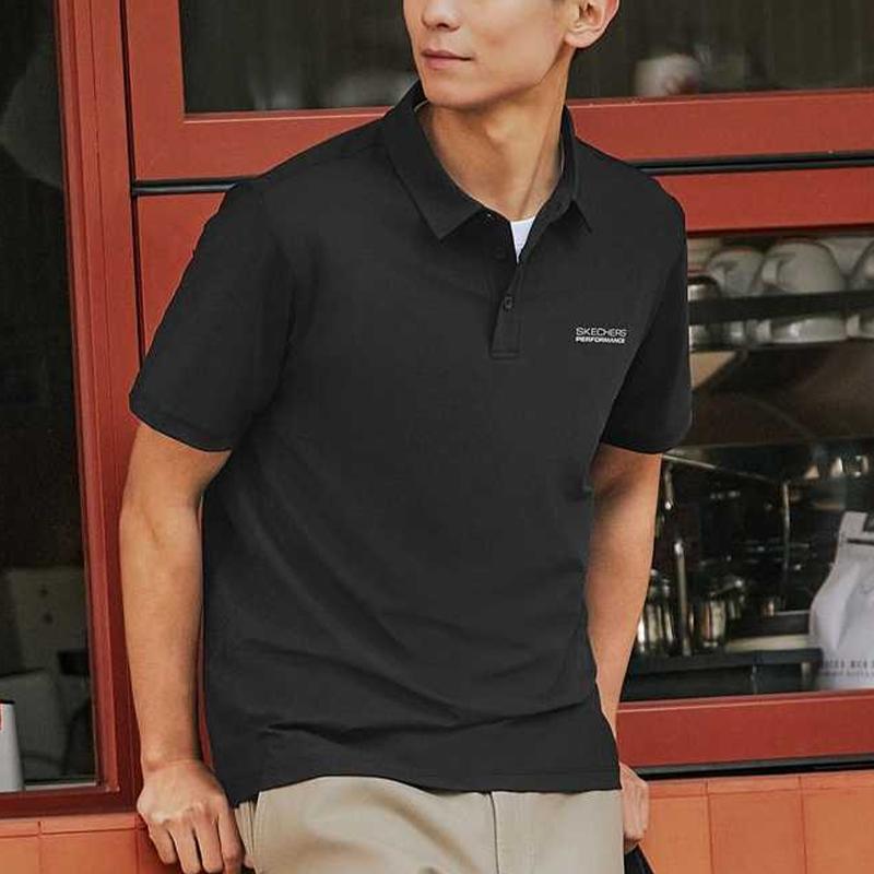 Skechers Breathable Quick-Dry Sports Polo Shirt Men Tops Carbon-Black P225M187-0018
