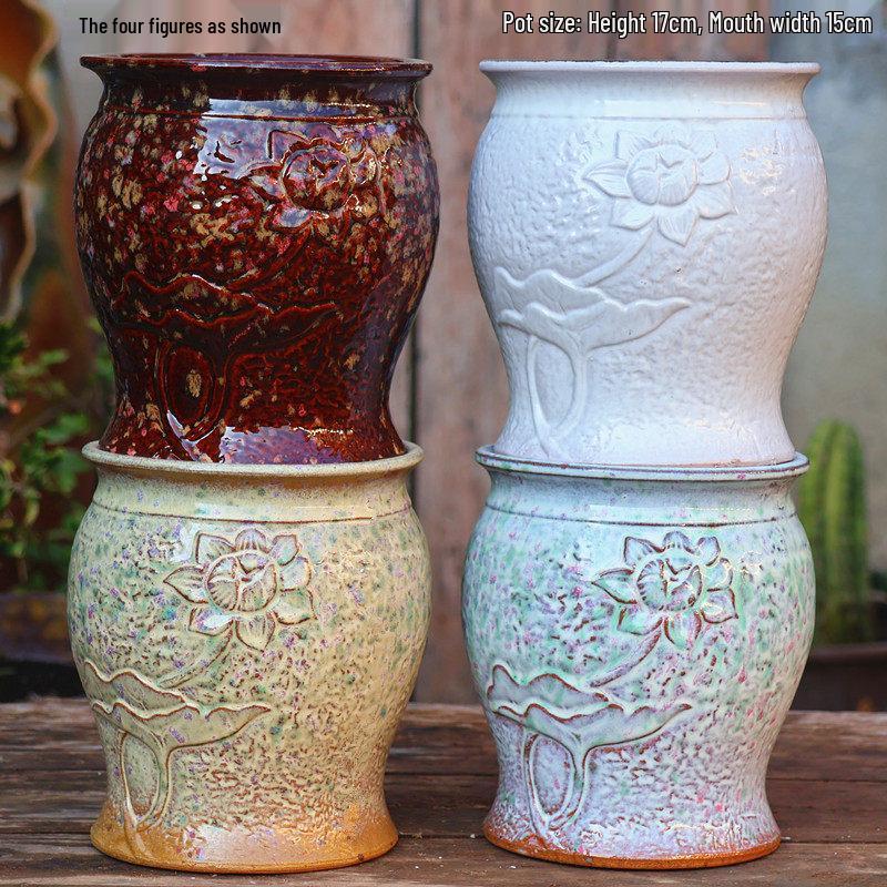 Large Retro Square Ceramic Succulent and Orchid Pot