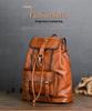 Chaozhou Vintage Handmade Leather Backpack for Casual Travel, 14-Inch Laptop Bag