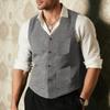 Męska modna casualowa dopasowana wełniana kamizelka jednorzędowa w jednolitym kolorze