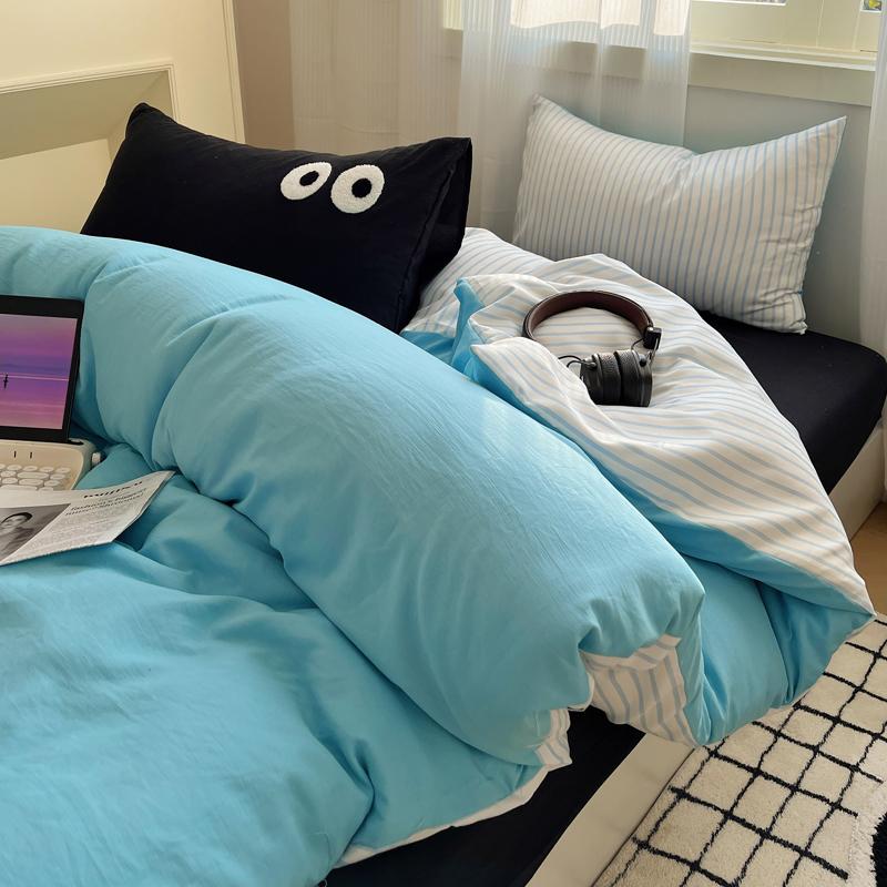 Nordic Sling Bed 150 Bedding Sets Stripes Duvet Cover Set Quilt Cover Bed Sheet Quilt Sets Queen Size INS Blogger Comforter Sets