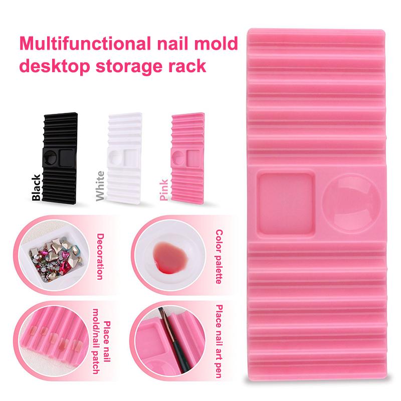 Hot Plastic Multi-purpose Nail Art Pen Holder 10-Compartment Brush Stand With Color Palette Organize And Display Manicure Tool