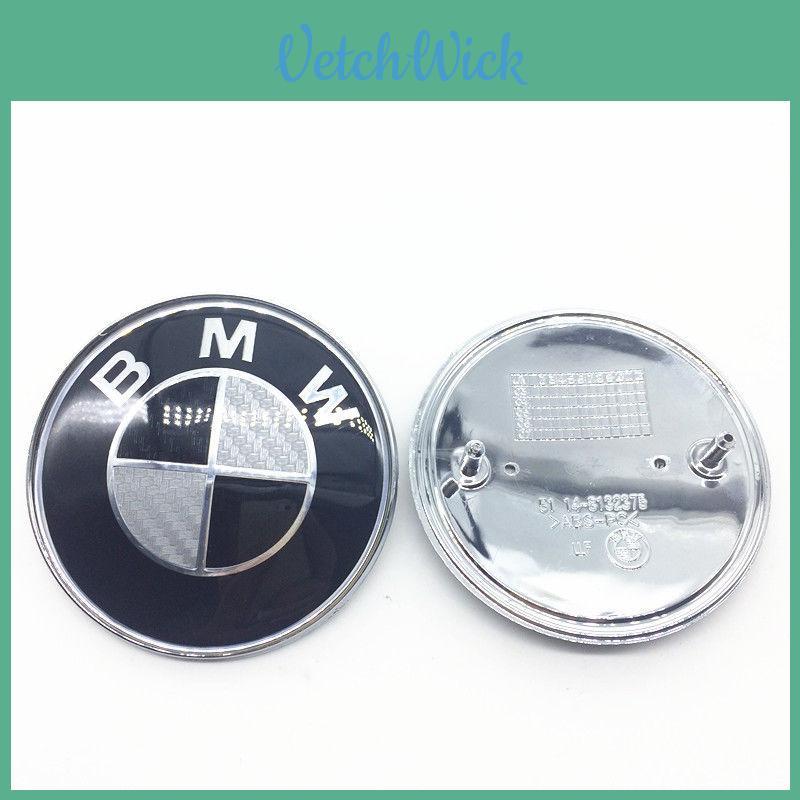 Logo BMW für echtes Kohlefaser Schwarz Silber 74mm Hauben-Kofferraum-Plakette Emblem