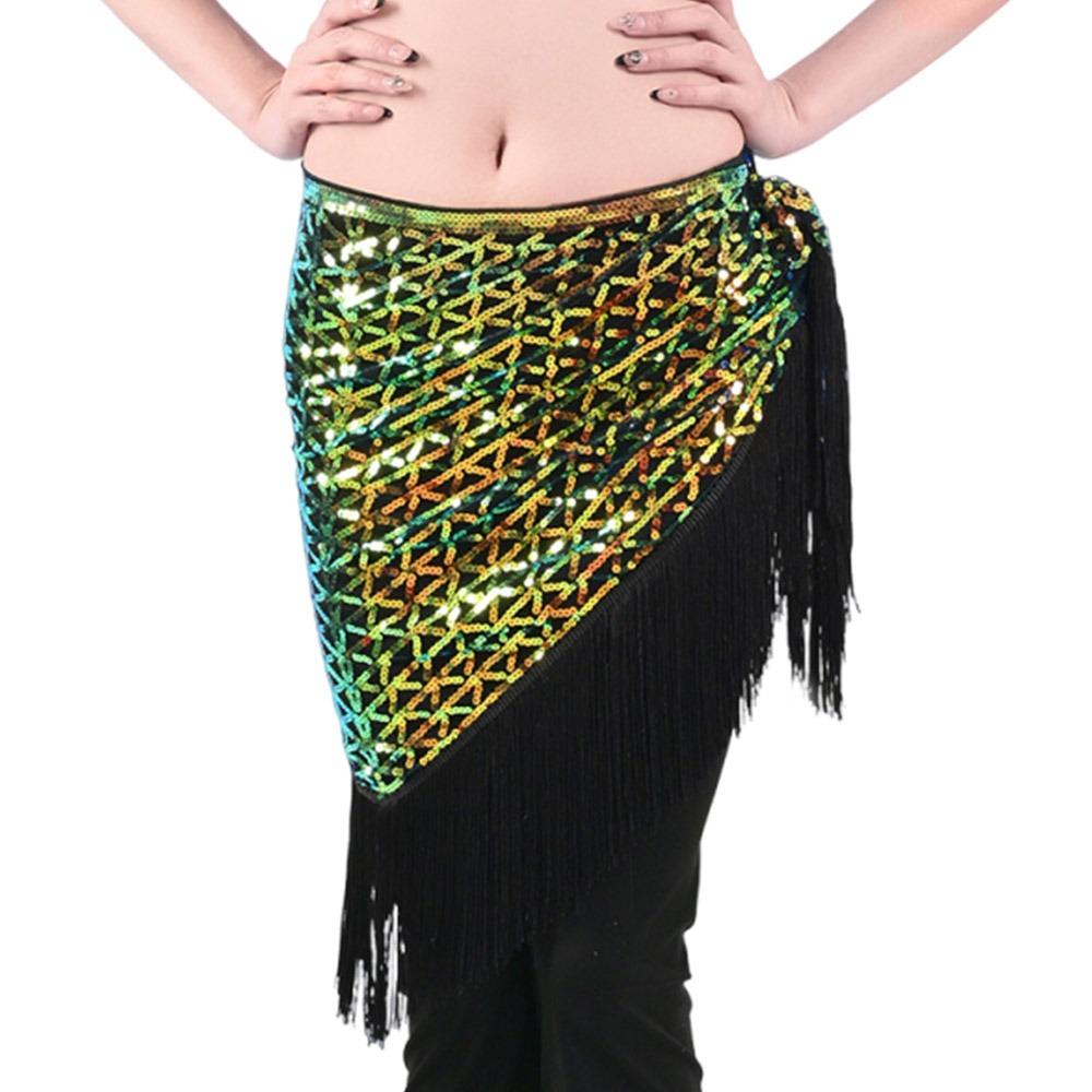 Fashion Tassel Belly Dance Hip Scarf Bohemian Sequins Waist Chain Crochet Dancer Skirt Dance