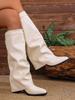 2025 Women's High-Heeled Cross-Folded Chunky Heel Fashion Boots Plus Size British Style