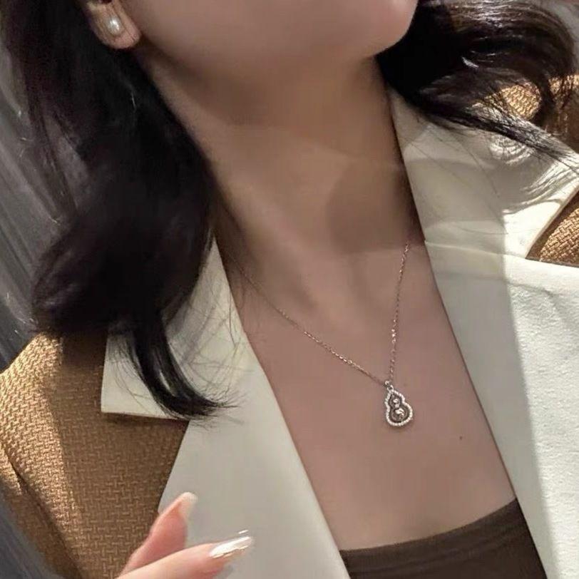 Flash Diamond Gourd Necklace Female Ins Niche Simple Dream Round Collarbone Chain