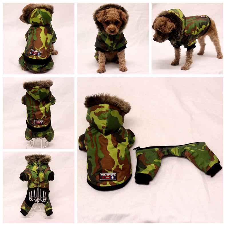 Waterproof Camouflage Winter Coat for Dogs - Cotton-Padded Four-Legged Jacket, Stain-Resistant, Two-Piece Set