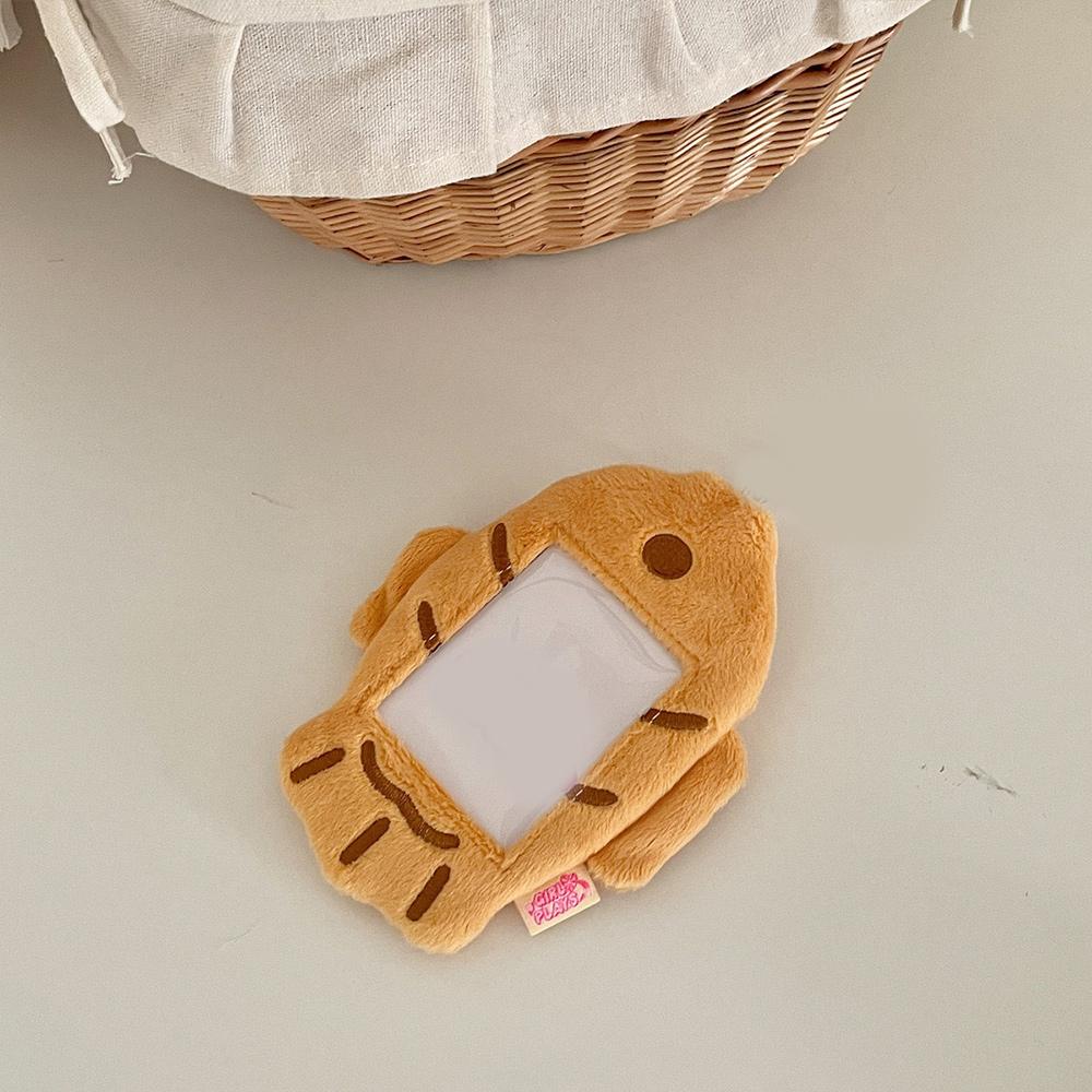 INS Fish Rice Ball Plush Photocard Holder Kpop Idol Photo Sleeve Protective Case Student ID Card Cover With Keychain Pendant