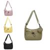 Simple Solid Color Drawstring Design Women Shoulder Bags With Letter Print Coin Purse For Daily Urban Use